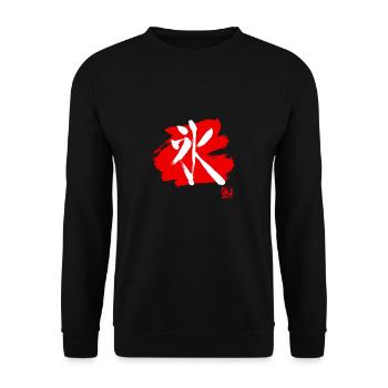 Eis-Kanji Rot - Unisex Pullover - Schwarz - Vorne - Alina (178cm) & Michal (187cm)