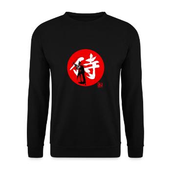 Samurai Kanji Rot - Unisex Pullover - Schwarz - Vorne - Alina (178cm) & Michal (187cm)