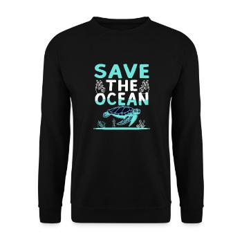 Rettet das Meer, Rettet den Ocean, Schildkröte - Unisex Pullover - Schwarz - Vorne - Alina (178cm) & Michal (187cm)