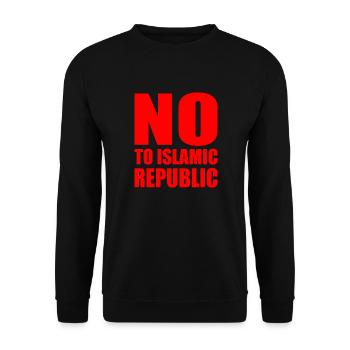 no to islamic republic - Unisex Pullover - Schwarz - Vorne - Alina (178cm) & Michal (187cm)