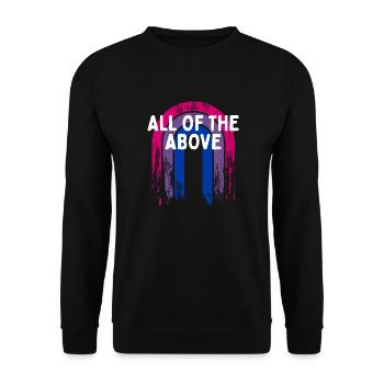 Toute la fierté bisexuelle LGBTQ Bi ci-dessus - Sweat-shirt Unisexe - noir - Devant - Alina (178cm) & Michal (187cm)