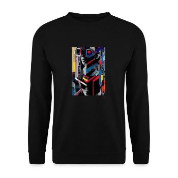 Moderne Musik Kunst Cyber Punk Stil - Unisex Pullover - Schwarz - Vorne - Alina (178cm) & Michal (187cm)