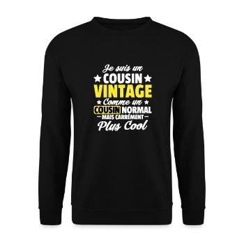 je suis un cousin vintage / cousin génial - Sweat-shirt Unisexe - noir - Devant - Alina (178cm) & Michal (187cm)