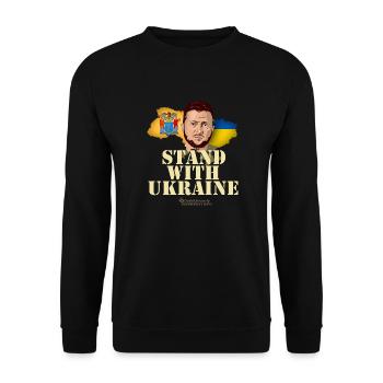 Ukraine New Jersey Flags Zelenskyj - Unisex Sweatshirt - black - Front - Alina (178cm) & Michal (187cm)