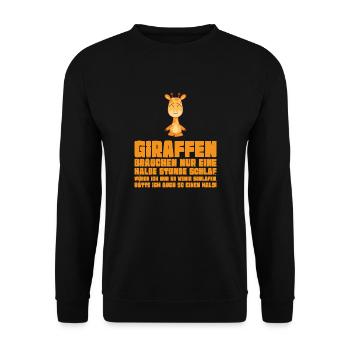 Giraffen brauchen nur eine Stunde schlaf. verrückt - Unisex Pullover - Schwarz - Vorne - Alina (178cm) & Michal (187cm)