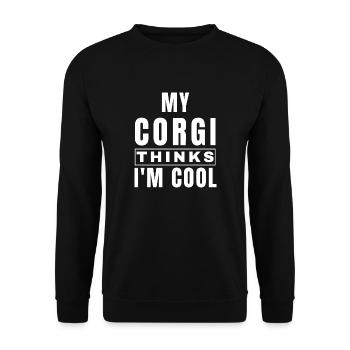 Mein Corgi finde ich cool - Unisex Pullover - Schwarz - Vorne - Alina (178cm) & Michal (187cm)