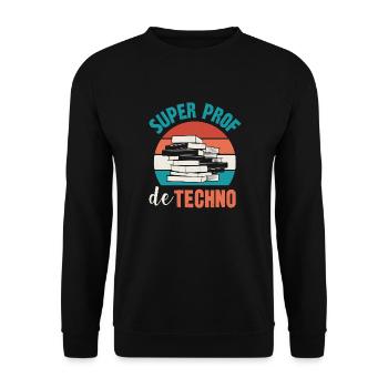 super prof de techno - Sweat-shirt Unisexe - noir - Devant - Alina (178cm) & Michal (187cm)