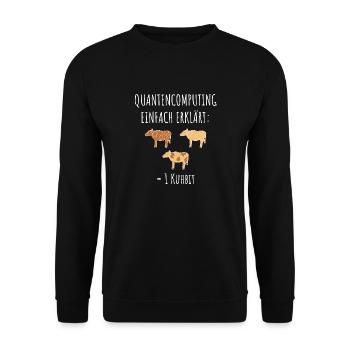 Quantencomputing mit Kühen Lustig Geschenk Kuhbit - Unisex Pullover - Schwarz - Vorne - Alina (178cm) & Michal (187cm)
