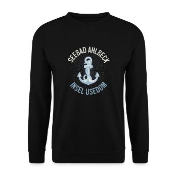 Seebad Ahlbeck | Insel Usedom - Unisex Pullover - Schwarz - Vorne - Alina (178cm) & Michal (187cm)