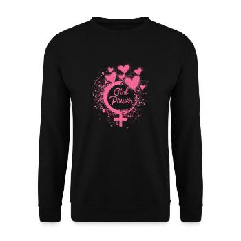 girl power,girl, power, hearts,graffiti - Unisex Sweatshirt - black - Front - Alina (178cm) & Michal (187cm)
