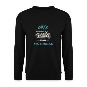 Vatertagsgeschenk Opa T-Shirt Motorrad - Unisex Pullover - Schwarz - Vorne - Alina (178cm) & Michal (187cm)