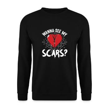 Wanna See My Scars - Heart Surgical Operation - Unisex Pullover - Schwarz - Vorne - Alina (178cm) & Michal (187cm)