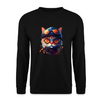 Pet house tiger face with sunglasses - Unisex Sweatshirt - black - Front - Alina (178cm) & Michal (187cm)