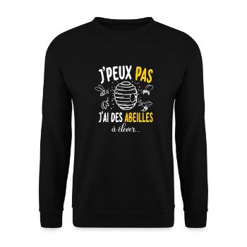 J'peux Pas J'Ai des Abeilles à élever Humoristique - Sweat-shirt Unisexe - noir - Devant - Alina (178cm) & Michal (187cm)
