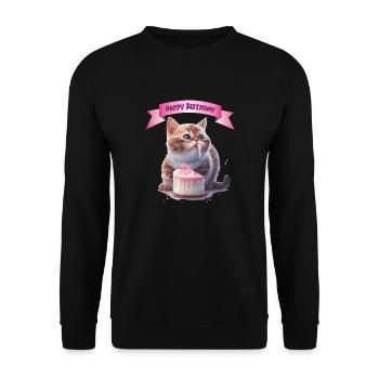 Joyeux anniversaire chaton cadeau - Sweat-shirt Unisexe - noir - Devant - Alina (178cm) & Michal (187cm)
