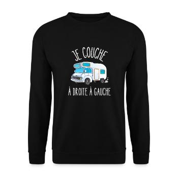 je couche à droite à gauche - Sweat-shirt Unisexe - noir - Devant - Alina (178cm) & Michal (187cm)