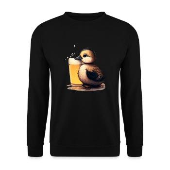 Cute baby duck with beer - Unisex Sweatshirt - black - Front - Alina (178cm) & Michal (187cm)