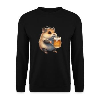 Little fat beer lover: Hamster - Unisex Sweatshirt - black - Front - Alina (178cm) & Michal (187cm)