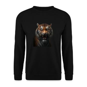Strong tiger with an angry expression wild - Unisex Sweatshirt - black - Front - Alina (178cm) & Michal (187cm)