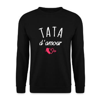 tata d amour / cadeau humour tata - Sweat-shirt Unisexe - noir - Devant - Alina (178cm) & Michal (187cm)