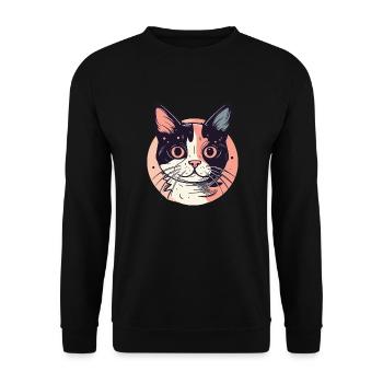 Katze - Unisex Pullover - Schwarz - Vorne - Alina (178cm) & Michal (187cm)