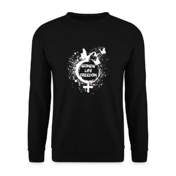 Woman Life Freedom, Butterflies,Iran,White - Unisex Sweatshirt - black - Front - Alina (178cm) & Michal (187cm)