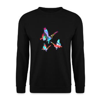 Papillons, Aquarelle, Coloré, Peinture, Graffiti - Sweat-shirt Unisexe - noir - Devant - Alina (178cm) & Michal (187cm)