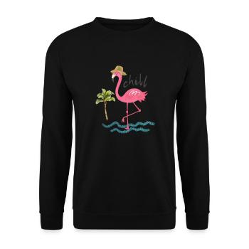 Chillin flamingo T Shirt - Unisex Sweatshirt - black - Front - Alina (178cm) & Michal (187cm)
