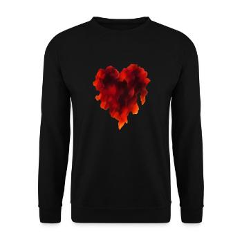 Heiß geflammte Herzform - Unisex Pullover - Schwarz - Vorne - Alina (178cm) & Michal (187cm)