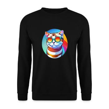 Spectacled cat - Unisex Sweatshirt - black - Front - Alina (178cm) & Michal (187cm)