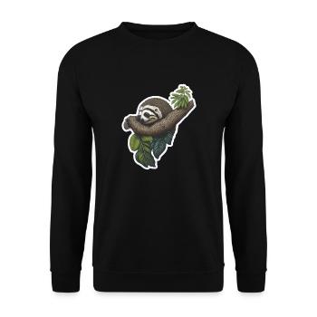 Faultier Faul Langsam Schlafen Lustig - Unisex Pullover - Schwarz - Vorne - Alina (178cm) & Michal (187cm)