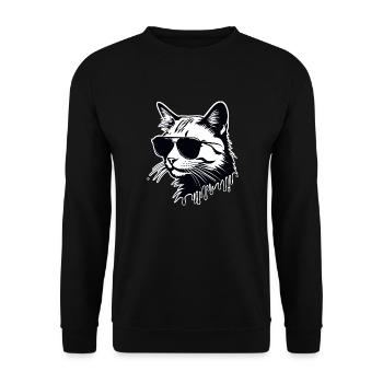 Diese Katze ist Lustig und Cool - Unisex Pullover - Schwarz - Vorne - Alina (178cm) & Michal (187cm)