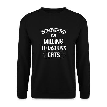 Introverted but willing to discuss cats funny gift - Sweat-shirt Unisexe - noir - Devant - Alina (178cm) & Michal (187cm)