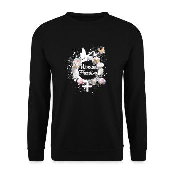 woman life freedom, Blumen,iran,freiheit,Rosen - Unisex Pullover - Schwarz - Vorne - Alina (178cm) & Michal (187cm)