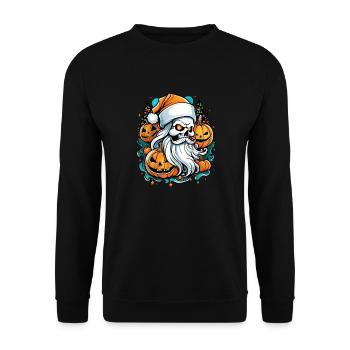 Christmas & Halloween - Skeleton & Pumpkin - Unisex Sweatshirt - black - Front - Alina (178cm) & Michal (187cm)