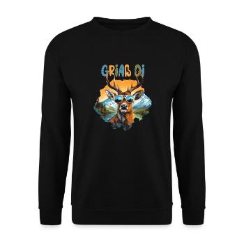 Griaß di Hirsch for the village festival Tracht Dorfkind - Unisex Sweatshirt - black - Front - Alina (178cm) & Michal (187cm)