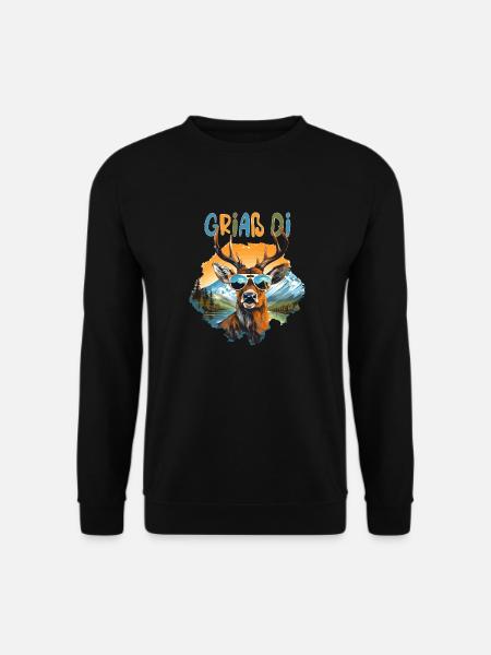 Griaß di Hirsch für das Dorffest Tracht Dorfkind - Unisex Pullover - Schwarz