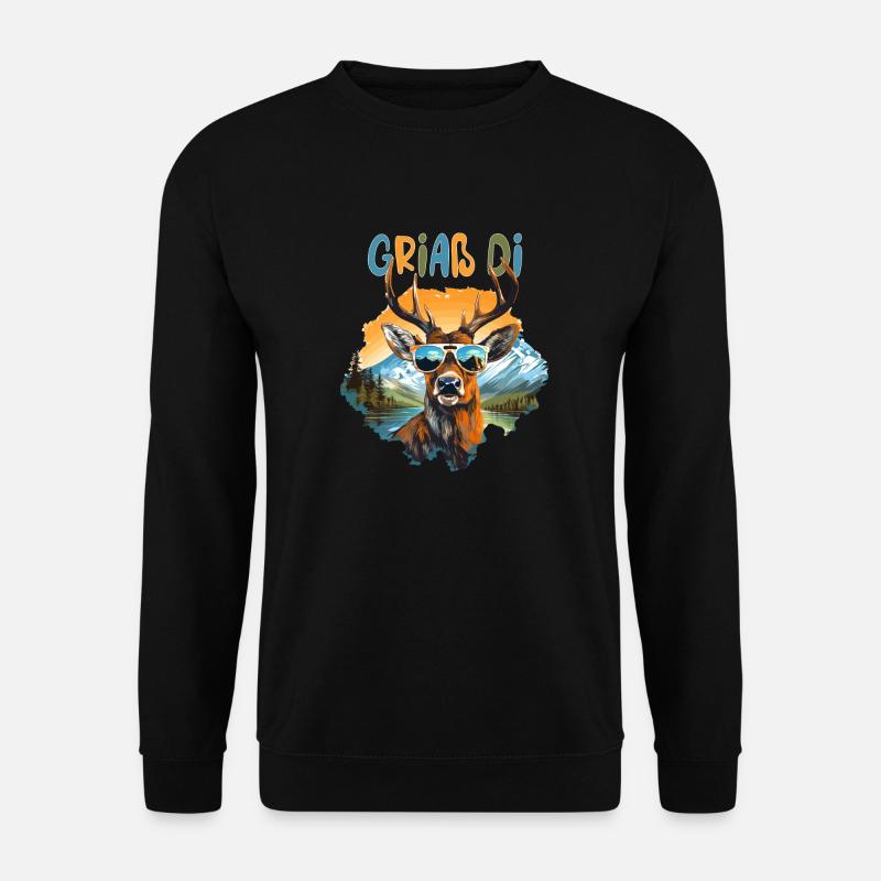 Griaß di Hirsch für das Dorffest Tracht Dorfkind - Unisex Pullover - Schwarz