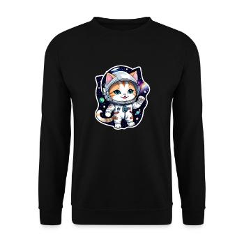 Astronaut Cat - Space - Unisex Sweatshirt - black - Front - Alina (178cm) & Michal (187cm)