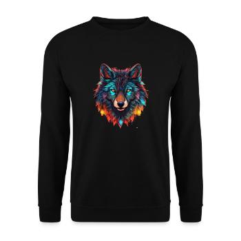 Wolf with Xmas Lights, Love Wolfs - Unisex Sweatshirt - black - Front - Alina (178cm) & Michal (187cm)