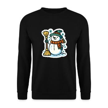 Snowman with Broom A Charming Winter Season Design - Unisex Sweatshirt - black - Front - Alina (178cm) & Michal (187cm)