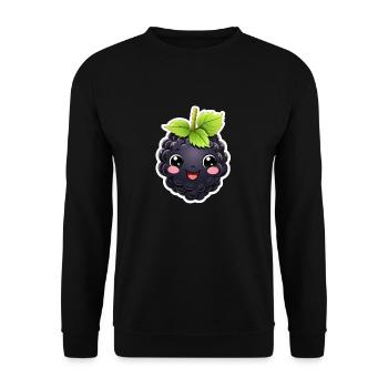 Brombeere kawaii süß - Unisex Pullover - Schwarz - Vorne - Alina (178cm) & Michal (187cm)