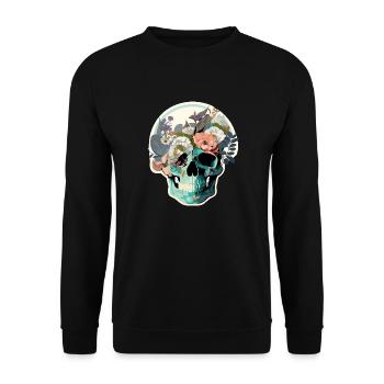 Crâne humain et fleurs 34 - Sweat-shirt Unisexe - noir - Devant - Alina (178cm) & Michal (187cm)