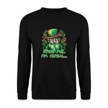 Fête de la Saint-Patrick Embrasse-moi Je suis un lutin irlandais - Sweat-shirt Unisexe - noir - Devant - Alina (178cm) & Michal (187cm)