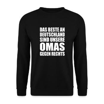 beste an deutschland sind unsere omas gegen rechts - Unisex Pullover - Schwarz - Vorne - Alina (178cm) & Michal (187cm)