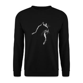 Cat, Cat Motif - Unisex Sweatshirt - black - Front - Alina (178cm) & Michal (187cm)