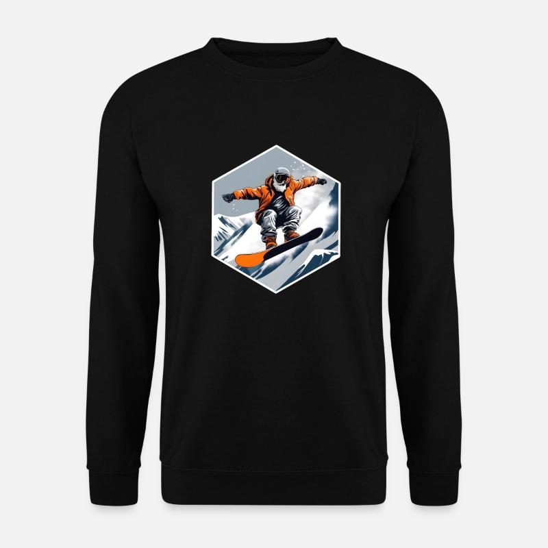 Snowboarder Alter Mann mit Bart - Unisex Pullover - Schwarz