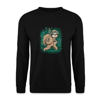 sloth jungle walk - Unisex Pullover - Schwarz - Vorne - Alina (178cm) & Michal (187cm)