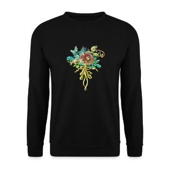 Blumen Frauen Frauenpower Design Kunst Weiblicher Stil - Unisex Pullover - Schwarz - Vorne - Alina (178cm) & Michal (187cm)