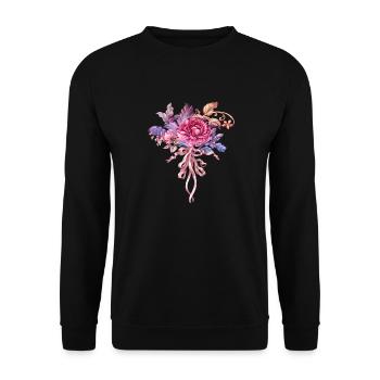 Blumen Frauen Frauenpower Design Kunst Weiblicher Stil - Unisex Pullover - Schwarz - Vorne - Alina (178cm) & Michal (187cm)